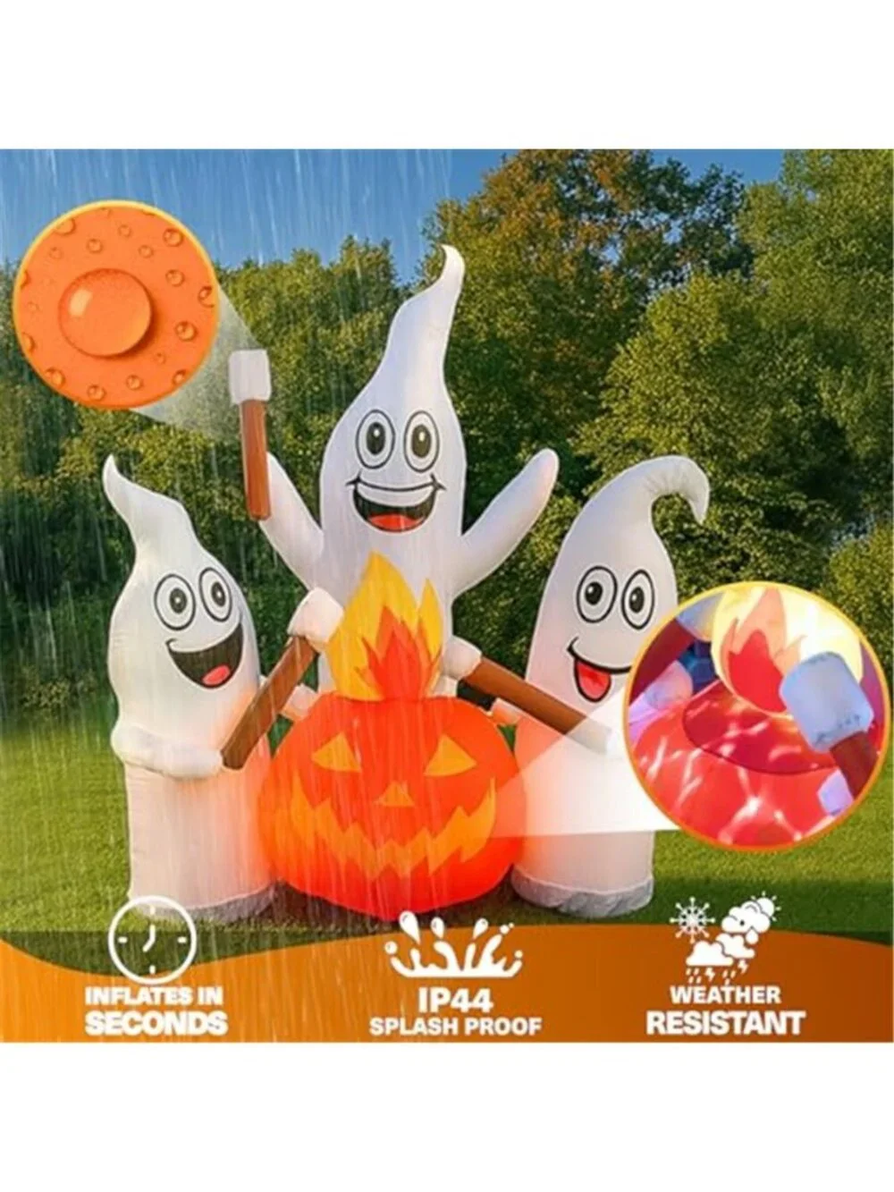 6 FT Halloween Inflatable Ghosts Roasting Marshmallows